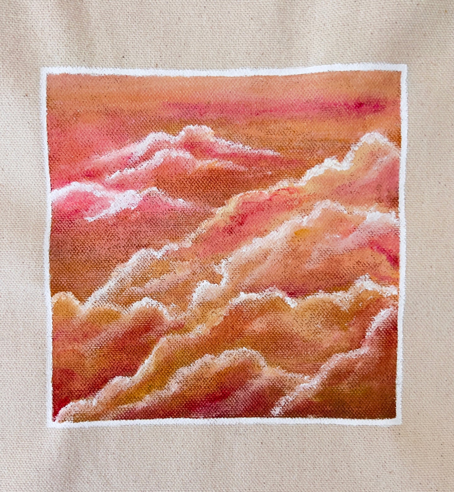 double sided hand-painted clouds tote bag