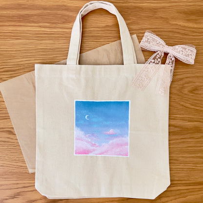 double sided hand-painted clouds tote bag